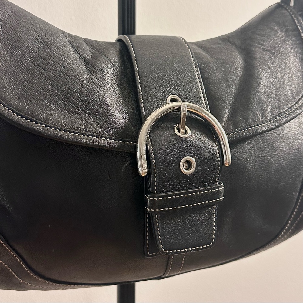 Vintage Y2K Coach Soho 9248 Black Leather Shoulder Bag Large Size - Picture 5 of 10